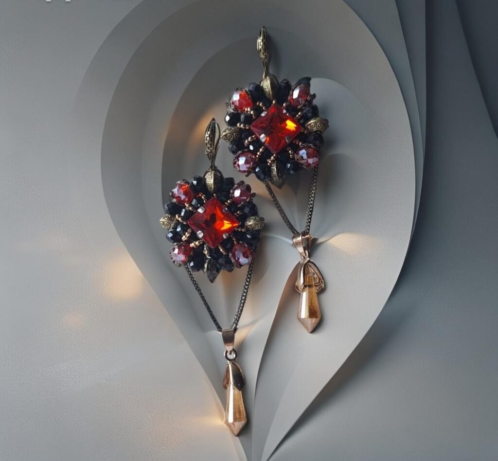 auskai kristalu raudoni