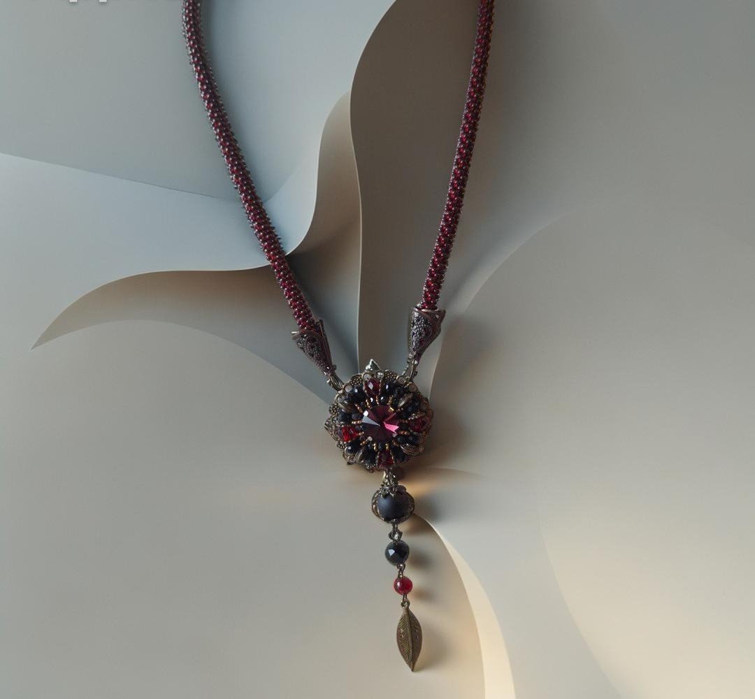 Kaklo papuošalas su stiklo kristalais