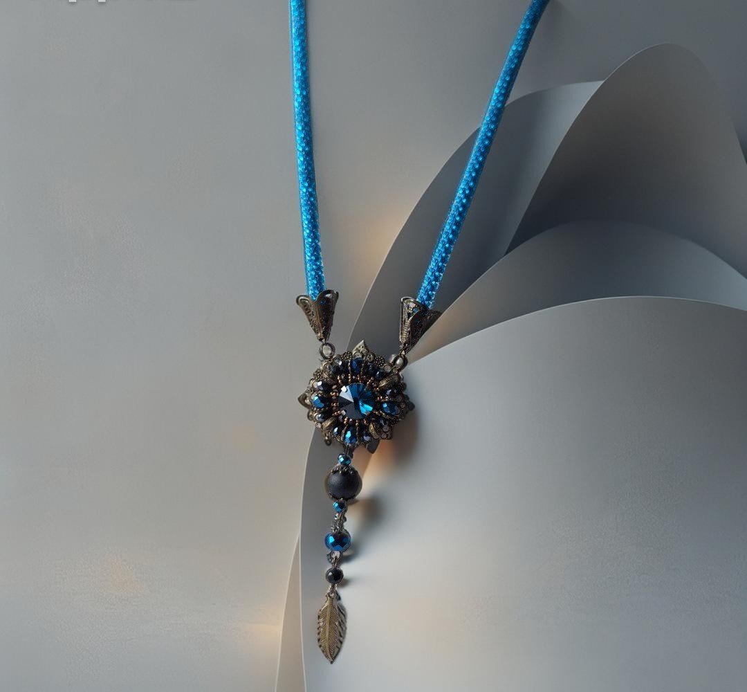 Kaklo papuošalas su stiklo kristalais